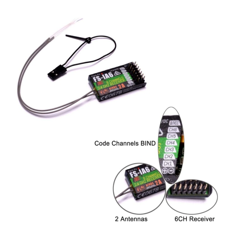 Drone Racing Antenna - ฟลายสกาย FS-IA6 ตัวรับสัญญาณ 6CH เสาอากาศคู่ iBus