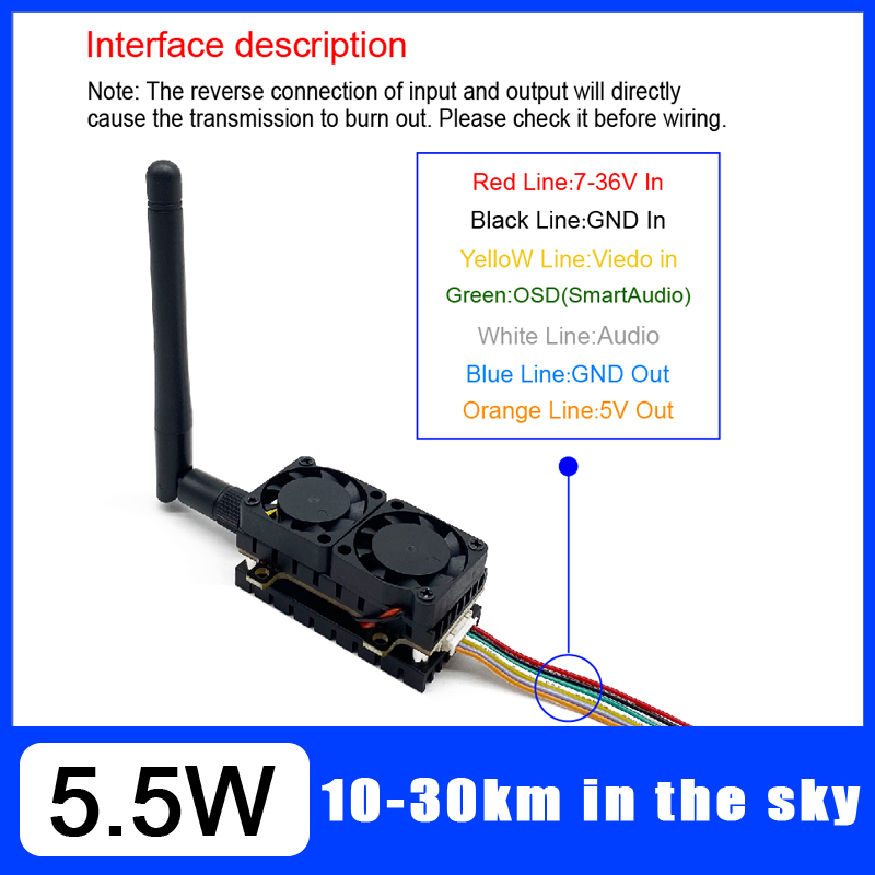 ยาว 5.8GHz 5.5W เครื่องส่งสัญญ - Drone Racing Transmitter บทวิจารณ์และราคา
